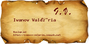 Ivanov Valéria névjegykártya